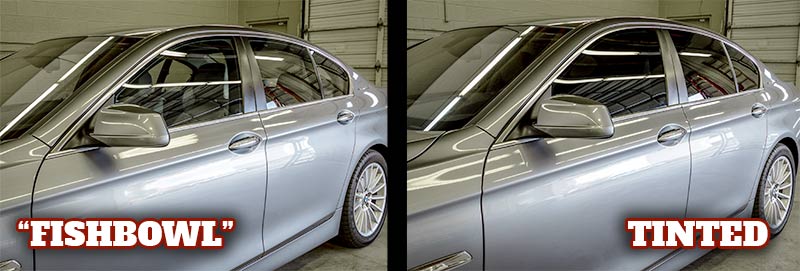 Before and After of a BMW with Window Tint