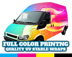 Rainbow colored vehicle wrap concept art.