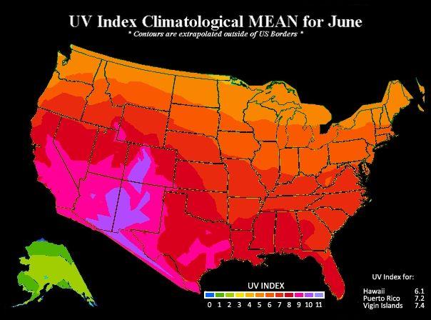 UV ratings for America in June, from EPA