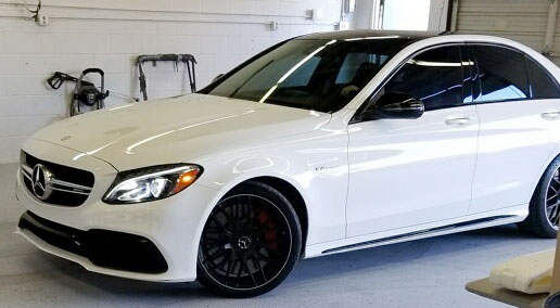 White Mercedes in for window tinting Scottsdale service