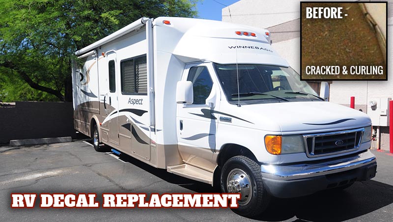 RV decal replacement project on a Winnebago in Phoenix.