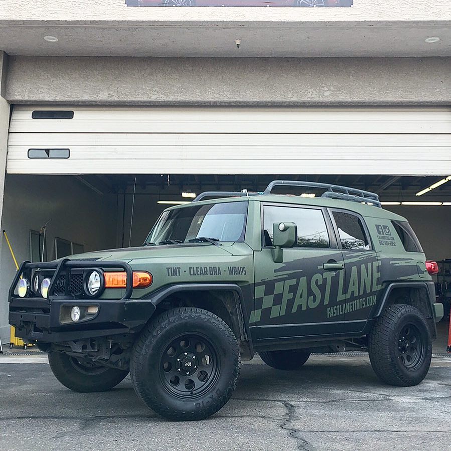 Wrapped Toyota FJ with matte decals.