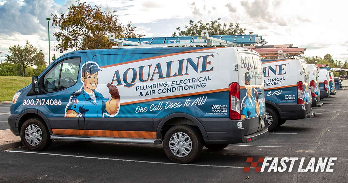 Design, print, and installation of van wrap for a repair service fleet of vans.